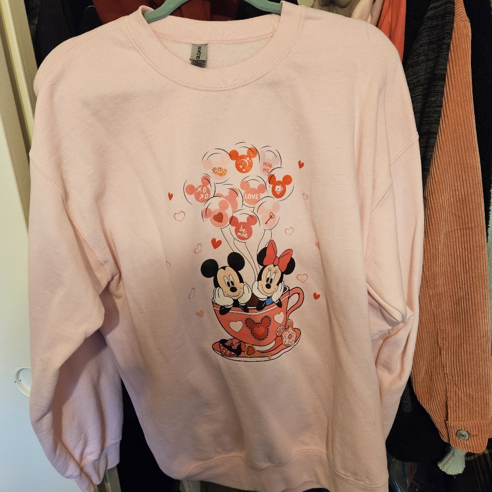 Pink Sweatshirt with Mickey and Minnie